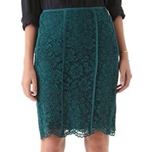 TORY BURCH  EVERETTE TEAL BLUE LACE PENCIL SKIRT 4